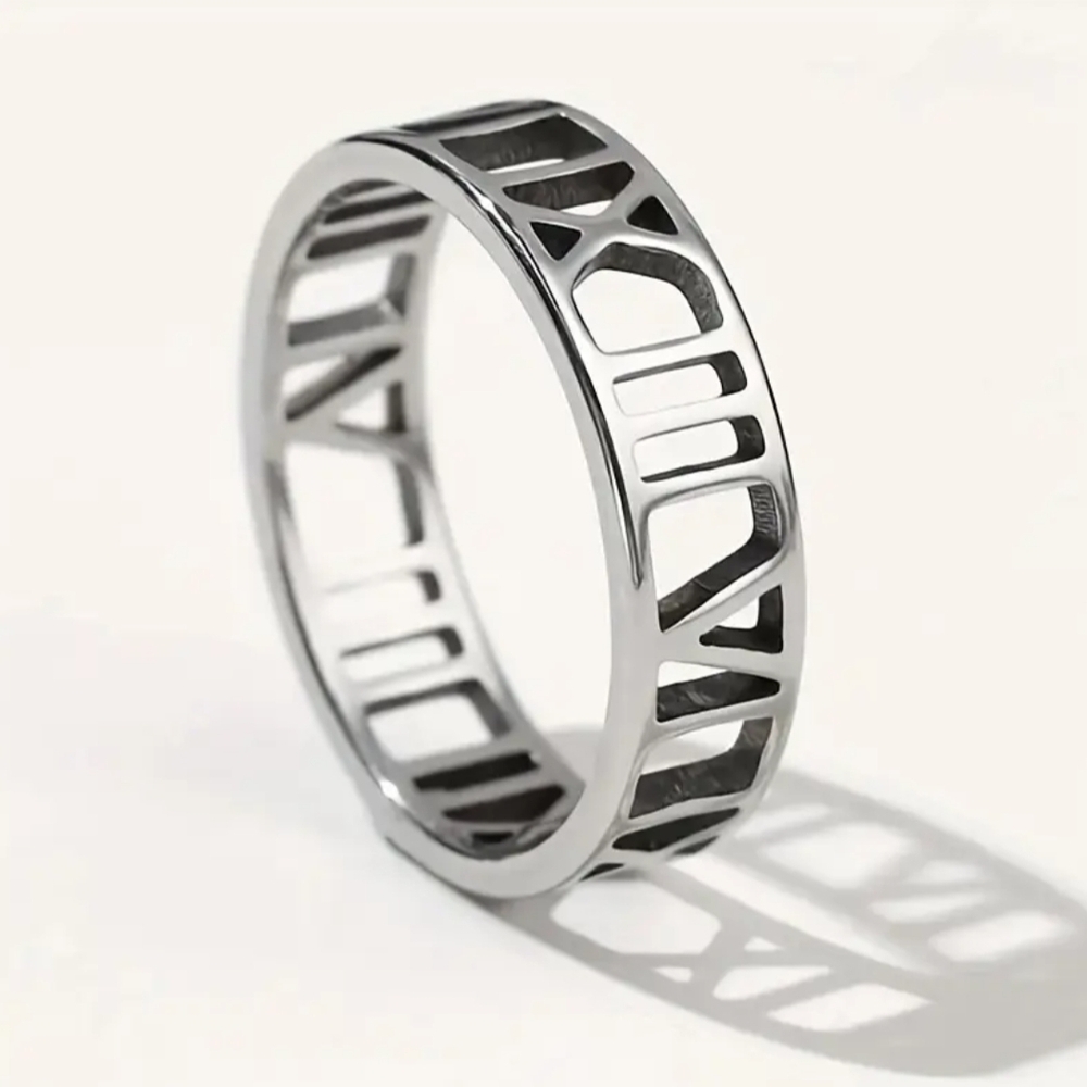 18 KT Gold Over Titanium Roman Numeral Ring